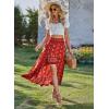 imageBTFBM Women 2026 Spring Summer Long Skirts Dress Boho Floral Elastic Waist Split Ruffle High Low Beach Maxi Skirt ClothesX  Floral Red