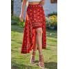 imageBTFBM Women 2026 Spring Summer Long Skirts Dress Boho Floral Elastic Waist Split Ruffle High Low Beach Maxi Skirt ClothesX  Floral Red