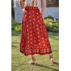 imageBTFBM Women 2026 Spring Summer Long Skirts Dress Boho Floral Elastic Waist Split Ruffle High Low Beach Maxi Skirt ClothesX  Floral Red