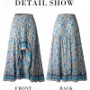 imageBTFBM Women 2026 Spring Summer Long Skirts Dress Boho Floral Elastic Waist Split Ruffle High Low Beach Maxi Skirt ClothesXblue