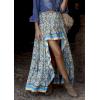 imageBTFBM Women 2026 Spring Summer Long Skirts Dress Boho Floral Elastic Waist Split Ruffle High Low Beach Maxi Skirt ClothesXblue