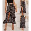 imageBTFBM Women 2026 Spring Summer Long Skirts Dress Boho Floral Elastic Waist Split Ruffle High Low Beach Maxi Skirt ClothesZblack