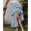 imageBTFBM Women 2026 Spring Summer Long Skirts Dress Boho Floral Elastic Waist Split Ruffle High Low Beach Maxi Skirt ClothesZblue