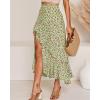 imageBTFBM Women 2026 Spring Summer Long Skirts Dress Boho Floral Elastic Waist Split Ruffle High Low Beach Maxi Skirt ClothesZgreen