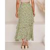 imageBTFBM Women 2026 Spring Summer Long Skirts Dress Boho Floral Elastic Waist Split Ruffle High Low Beach Maxi Skirt ClothesZgreen