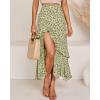 imageBTFBM Women 2026 Spring Summer Long Skirts Dress Boho Floral Elastic Waist Split Ruffle High Low Beach Maxi Skirt ClothesZgreen