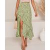imageBTFBM Women 2026 Spring Summer Long Skirts Dress Boho Floral Elastic Waist Split Ruffle High Low Beach Maxi Skirt ClothesZgreen