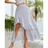 imageBTFBM Women 2026 Spring Summer Long Skirts Dress Boho Floral Elastic Waist Split Ruffle High Low Beach Maxi Skirt ClothesZlight Blue