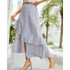 imageBTFBM Women 2026 Spring Summer Long Skirts Dress Boho Floral Elastic Waist Split Ruffle High Low Beach Maxi Skirt ClothesZlight Blue