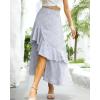 imageBTFBM Women 2026 Spring Summer Long Skirts Dress Boho Floral Elastic Waist Split Ruffle High Low Beach Maxi Skirt ClothesZlight Blue