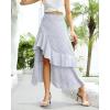 imageBTFBM Women 2026 Spring Summer Long Skirts Dress Boho Floral Elastic Waist Split Ruffle High Low Beach Maxi Skirt ClothesZlight Blue