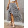 imageBTFBM Women 2026 Spring Summer Long Skirts Dress Boho Floral Elastic Waist Split Ruffle High Low Beach Maxi Skirt ClothesZnavy