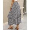 imageBTFBM Women 2026 Spring Summer Long Skirts Dress Boho Floral Elastic Waist Split Ruffle High Low Beach Maxi Skirt ClothesZnavy