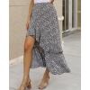 imageBTFBM Women 2026 Spring Summer Long Skirts Dress Boho Floral Elastic Waist Split Ruffle High Low Beach Maxi Skirt ClothesZnavy