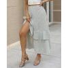imageBTFBM Women 2026 Spring Summer Long Skirts Dress Boho Floral Elastic Waist Split Ruffle High Low Beach Maxi Skirt ClothesZwhite