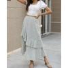 imageBTFBM Women 2026 Spring Summer Long Skirts Dress Boho Floral Elastic Waist Split Ruffle High Low Beach Maxi Skirt ClothesZwhite