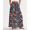 imageBTFBM Women Casual High Waist Wide Leg Pants 2026 Spring Summer Long Palazzo Pants Pocket Lounge Beach Vacation ClothesPrint Dark Blue Orange