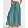 imageBTFBM Women Casual High Waist Wide Leg Pants 2026 Spring Summer Long Palazzo Pants Pocket Lounge Beach Vacation ClothesSolid Blue Green