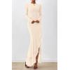 imageBTFBM Womens Maxi Dresses Fall 2025 Long Sleeve Ruched Bodycon Solid Ruffle Mermaid Cocktail Wedding Guest DressBeige