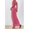 imageBTFBM Womens Maxi Dresses Fall 2025 Long Sleeve Ruched Bodycon Solid Ruffle Mermaid Cocktail Wedding Guest DressGrey Pink