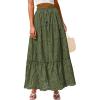 imageBTFBM Boho Long Skirts for Women Spring Summer 2026 Lace Embroidery High Waist Flowy Tiered Maxi Skirt Beach VacationArmy Green