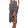 imageBTFBM Women 2026 Spring Summer Long Skirts Dress Boho Floral Elastic Waist Split Ruffle High Low Beach Maxi Skirt ClothesBlack White