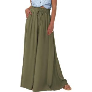 imageBTFBM Women Casual High Waist Wide Leg Pants 2026 Spring Summer Long Palazzo Pants Pocket Lounge Beach Vacation ClothesSolid Army Green