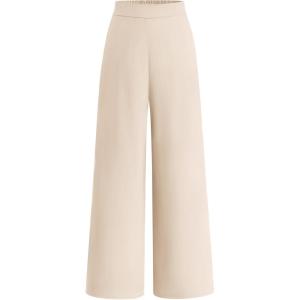 imageBTFBM Women High Waisted Wide Leg Pants Spring 2026 Business Casual Work Pants Loose Office Palazzo Trousers PocketsBeige
