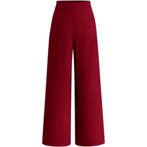 imageBTFBM Women High Waisted Wide Leg Pants Spring 2026 Business Casual Work Pants Loose Office Palazzo Trousers PocketsBurgundy