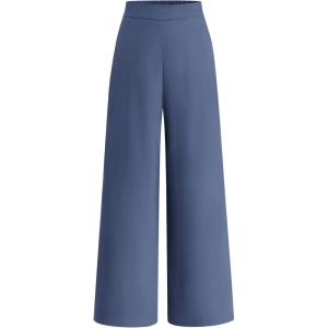 imageBTFBM Women High Waisted Wide Leg Pants Spring 2026 Business Casual Work Pants Loose Office Palazzo Trousers PocketsGrey Blue