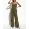 imageBTFBM Jumpsuits For Women Summer 2026 Beach Vacation Strapless Tube Top Jumpsuit Ruched Casual Wide Leg Pant RompersArmy Green