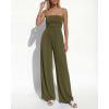imageBTFBM Jumpsuits For Women Summer 2026 Beach Vacation Strapless Tube Top Jumpsuit Ruched Casual Wide Leg Pant RompersArmy Green