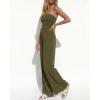 imageBTFBM Jumpsuits For Women Summer 2026 Beach Vacation Strapless Tube Top Jumpsuit Ruched Casual Wide Leg Pant RompersArmy Green