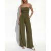 imageBTFBM Jumpsuits For Women Summer 2026 Beach Vacation Strapless Tube Top Jumpsuit Ruched Casual Wide Leg Pant RompersArmy Green