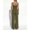 imageBTFBM Jumpsuits For Women Summer 2026 Beach Vacation Strapless Tube Top Jumpsuit Ruched Casual Wide Leg Pant RompersArmy Green