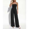 imageBTFBM Jumpsuits For Women Summer 2026 Beach Vacation Strapless Tube Top Jumpsuit Ruched Casual Wide Leg Pant RompersBlack