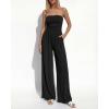 imageBTFBM Jumpsuits For Women Summer 2026 Beach Vacation Strapless Tube Top Jumpsuit Ruched Casual Wide Leg Pant RompersBlack