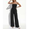 imageBTFBM Jumpsuits For Women Summer 2026 Beach Vacation Strapless Tube Top Jumpsuit Ruched Casual Wide Leg Pant RompersBlack