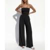 imageBTFBM Jumpsuits For Women Summer 2026 Beach Vacation Strapless Tube Top Jumpsuit Ruched Casual Wide Leg Pant RompersBlack