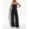 imageBTFBM Jumpsuits For Women Summer 2026 Beach Vacation Strapless Tube Top Jumpsuit Ruched Casual Wide Leg Pant RompersBlack
