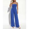 imageBTFBM Jumpsuits For Women Summer 2026 Beach Vacation Strapless Tube Top Jumpsuit Ruched Casual Wide Leg Pant RompersBlue