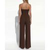 imageBTFBM Jumpsuits For Women Summer 2026 Beach Vacation Strapless Tube Top Jumpsuit Ruched Casual Wide Leg Pant RompersBrown