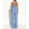 imageBTFBM Jumpsuits For Women Summer 2026 Beach Vacation Strapless Tube Top Jumpsuit Ruched Casual Wide Leg Pant RompersLight Blue