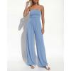 imageBTFBM Jumpsuits For Women Summer 2026 Beach Vacation Strapless Tube Top Jumpsuit Ruched Casual Wide Leg Pant RompersLight Blue