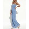 imageBTFBM Jumpsuits For Women Summer 2026 Beach Vacation Strapless Tube Top Jumpsuit Ruched Casual Wide Leg Pant RompersLight Blue