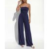 imageBTFBM Jumpsuits For Women Summer 2026 Beach Vacation Strapless Tube Top Jumpsuit Ruched Casual Wide Leg Pant RompersNavy Blue