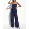 imageBTFBM Jumpsuits For Women Summer 2026 Beach Vacation Strapless Tube Top Jumpsuit Ruched Casual Wide Leg Pant RompersNavy Blue