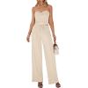 imageBTFBM Two Piece Sets For Women Summer Ribbed Strapless Twist Knot Tube Top Pants Set Casual 2026 Beach Vacation OutfitsApricot