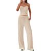 imageBTFBM Two Piece Sets For Women Summer Ribbed Strapless Twist Knot Tube Top Pants Set Casual 2026 Beach Vacation OutfitsApricot