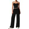 imageBTFBM Two Piece Sets For Women Summer Ribbed Strapless Twist Knot Tube Top Pants Set Casual 2026 Beach Vacation OutfitsBlack